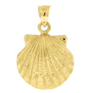 10kt Yellow Gold Womens Textured Seashell Animal Charm Pendant