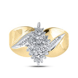 Yellow-tone Sterling Silver Womens Round Diamond Cluster Ring 1/8 Cttw