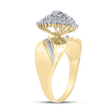 Yellow-tone Sterling Silver Womens Round Diamond Cluster Ring 1/8 Cttw