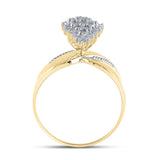 Yellow-tone Sterling Silver Womens Round Diamond Cluster Ring 1/8 Cttw