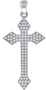 925 Sterling Silver Mens Cubic-Zirconia Cross Religious Charm Pendant