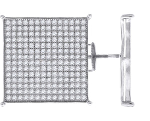 925 Sterling Silver Womens Cubic Zirconia Square Stud Earrings