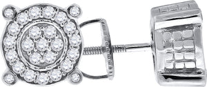 925 Sterling Silver Womens Cubic Zirconia Round Stud Earrings