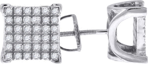 925 Sterling Silver Womens Cubic Zirconia Square Stud Earrings