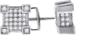 925 Sterling Silver Womens Cubic Zirconia Square Stud Earrings