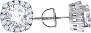 925 Sterling Silver Womens Cubic Zirconia Round Halo Stud Earrings