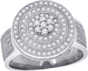 925 Sterling Silver Mens Cubic-Zirconia Round Head Fashion Ring Size 7