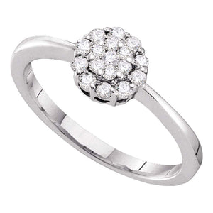 14kt White Gold Womens Round Diamond Circle Frame Flower Cluster Ring 1/4 Cttw