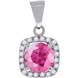 925 Sterling Silver Womens Cubic Zirconia Square Fashion Charm Pendant