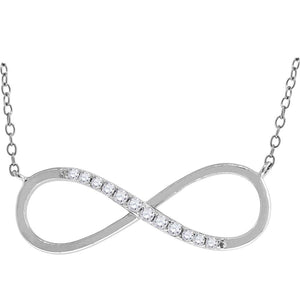 925 Sterling Silver Women Cubic Zirconia Rolo Link Infinity Necklace