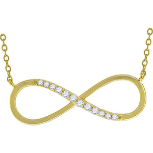 925 Sterling Silver Yellow-Tone Women Cubic Zirconia Rolo Link Infinity Necklace