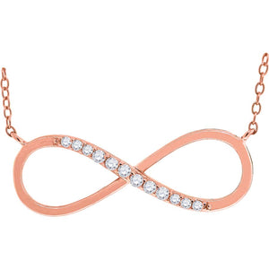 925 Sterling Silver Rose-Tone Women Cubic Zirconia Rolo Link Infinity Necklace