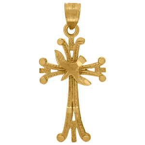 10kt Yellow Gold Textured Unisex Cross Bird Ht:33.5mm x W:15.8mm Religious Charm Pendant