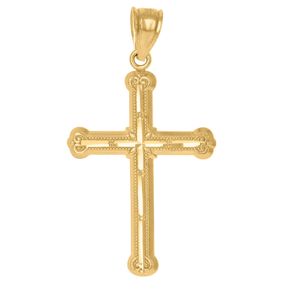 10kt Yellow Gold Unisex Cross Religious Charm Pendant