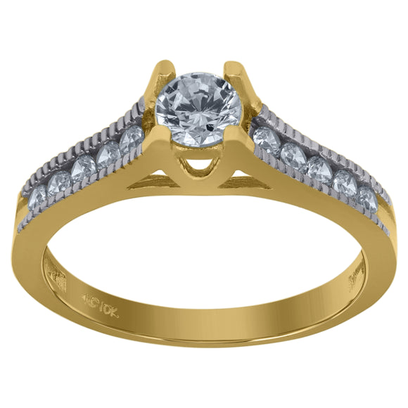 10kt Two-tone Gold Womens Cubic Zirconia CZ Engagement Ring