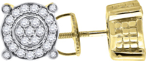 925 Sterling Silver Yellow-tone Womens Cubic Zirconia Round Stud Earrings