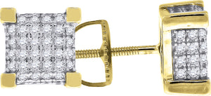 925 Sterling Silver Yellow-tone Womens Cubic Zirconia Square Stud Earrings