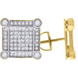 925 Sterling Silver Yellow-tone Womens Cubic Zirconia Square Stud Earrings