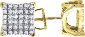 925 Sterling Silver Yellow-tone Womens Cubic Zirconia Square Stud Earrings