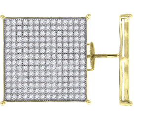 925 Sterling Silver Yellow-tone Womens Cubic Zirconia Square Stud Earrings
