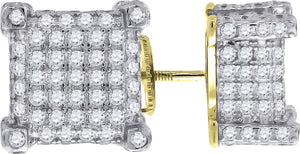 925 Sterling Silver Yellow-tone Womens Cubic Zirconia Square Stud Earrings