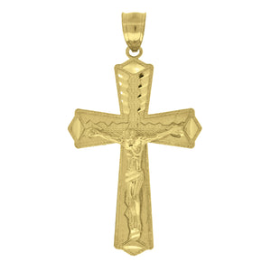 10kt Yellow Gold Unisex Crucifix Cross Religious Charm Pendant