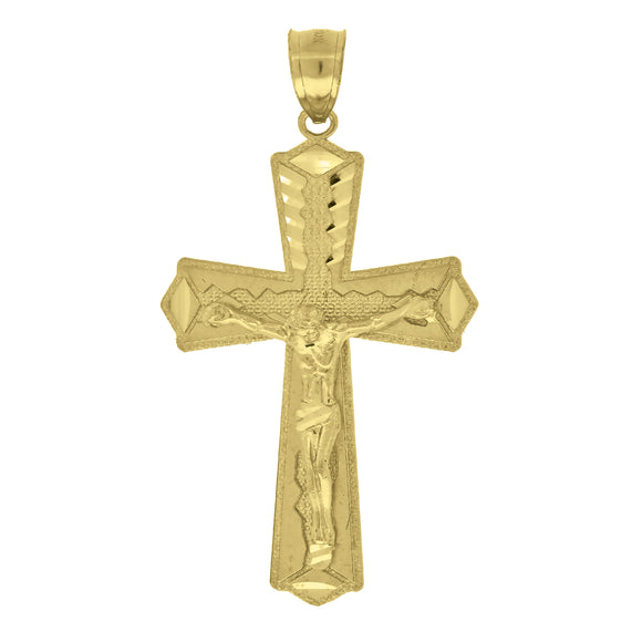 10kt Yellow Gold Unisex Crucifix Cross Religious Charm Pendant