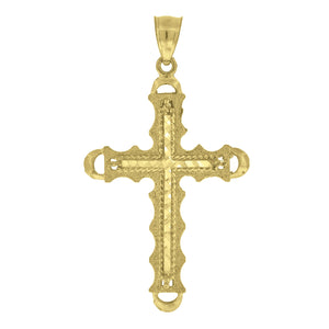 10kt Yellow Gold Unisex Diamond-cut Cross Religious Charm Pendant