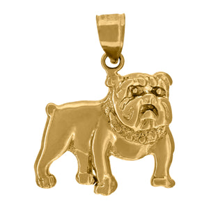 10kt Yellow Gold Unisex Textured Bull Dog Animal Charm Pendant