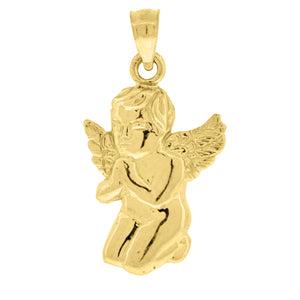 10kt Yellow Gold Unisex Praying Angel Religious Charm Pendant