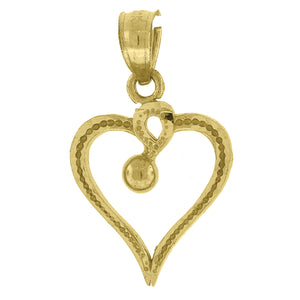 10kt Yellow Gold Textured Womens Ht:20.7mm x W:12.5mm Heart Charm Pendant
