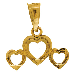 10kt Gold Womens Triple Ht:13.8mm x W:13.9mm Heart Charm Pendant