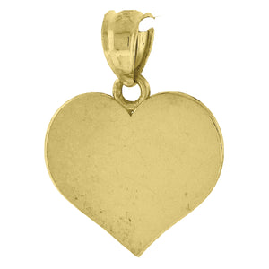 10kt Yellow Gold Unisex Engraveable Flat Heart Charm Pendant