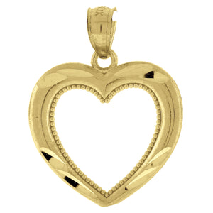 10kt Yellow Gold Womens Open Heart Love Charm Pendant