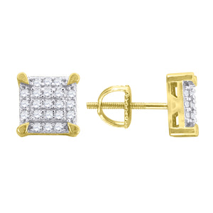 925 Sterling Silver Yellow-tone Womens Yellow Cubic Zirconia Square Stud Earrings