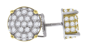 925 Sterling Silver Yellow-Tone Womens Cubic Zirconia Round Stud Earrings