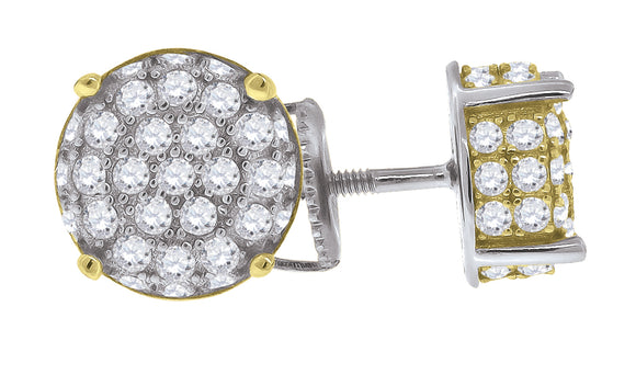925 Sterling Silver Yellow-Tone Womens Cubic Zirconia Round Stud Earrings