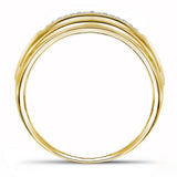 10kt Yellow Two-tone Gold Mens Round Diamond Double Row Wedding Band 1/10 Cttw