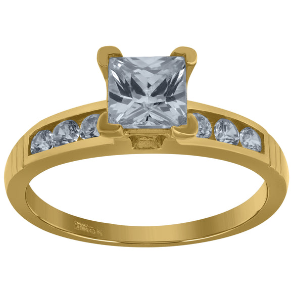 10kt Yellow Gold Womens Princess-cut Cubic Zirconia CZ Wedding Engagement Ring