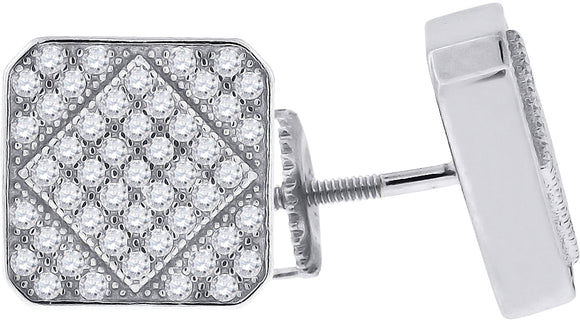 925 Sterling Silver Womens Cubic Zirconia Square Stud Earrings