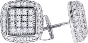 925 Sterling Silver Womens Cubic Zirconia Square Stud Earrings