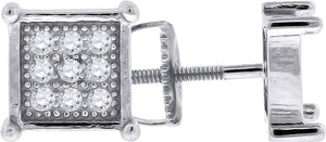 925 Sterling Silver Womens Cubic Zirconia Square Stud Earrings