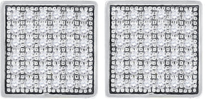 925 Sterling Silver Womens Cubic Zirconia Square Stud Earrings