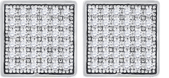 925 Sterling Silver Womens Cubic Zirconia Square Stud Earrings