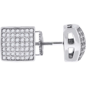 925 Sterling Silver Womens Cubic Zirconia Square Stud Earrings