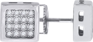 925 Sterling Silver Womens Cubic Zirconia Square Stud Earrings