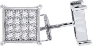 925 Sterling Silver Womens Cubic Zirconia Square Stud Earrings