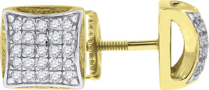 925 Sterling Silver Yellow-tone Womens Cubic Zirconia Square Stud Earrings