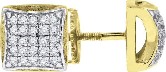 925 Sterling Silver Yellow-tone Womens Cubic Zirconia Square Stud Earrings