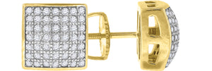 925 Sterling Silver Yellow-tone Womens Cubic Zirconia Square Stud Earrings